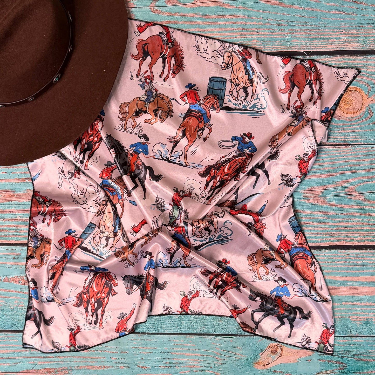 AVS-7052 WESTERN VINTAGE PRINT SILK WILD RAG 28X28