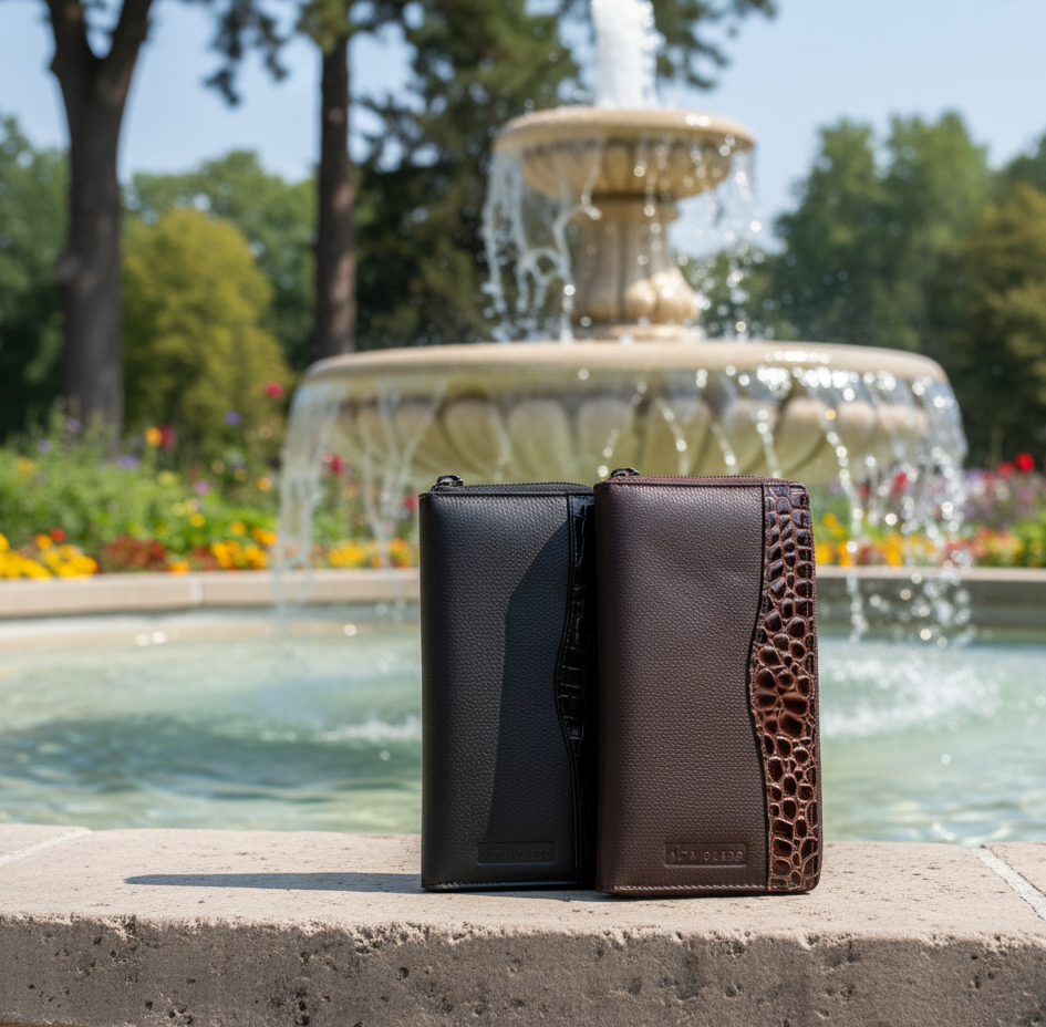 Genuine Leather Ladies Wallet RFID – Brown Croco 113