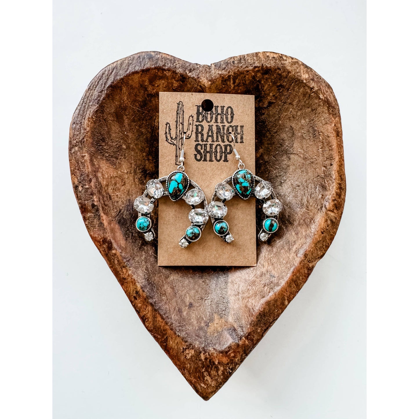 Glass Stone Squash Blossom Western Earrings