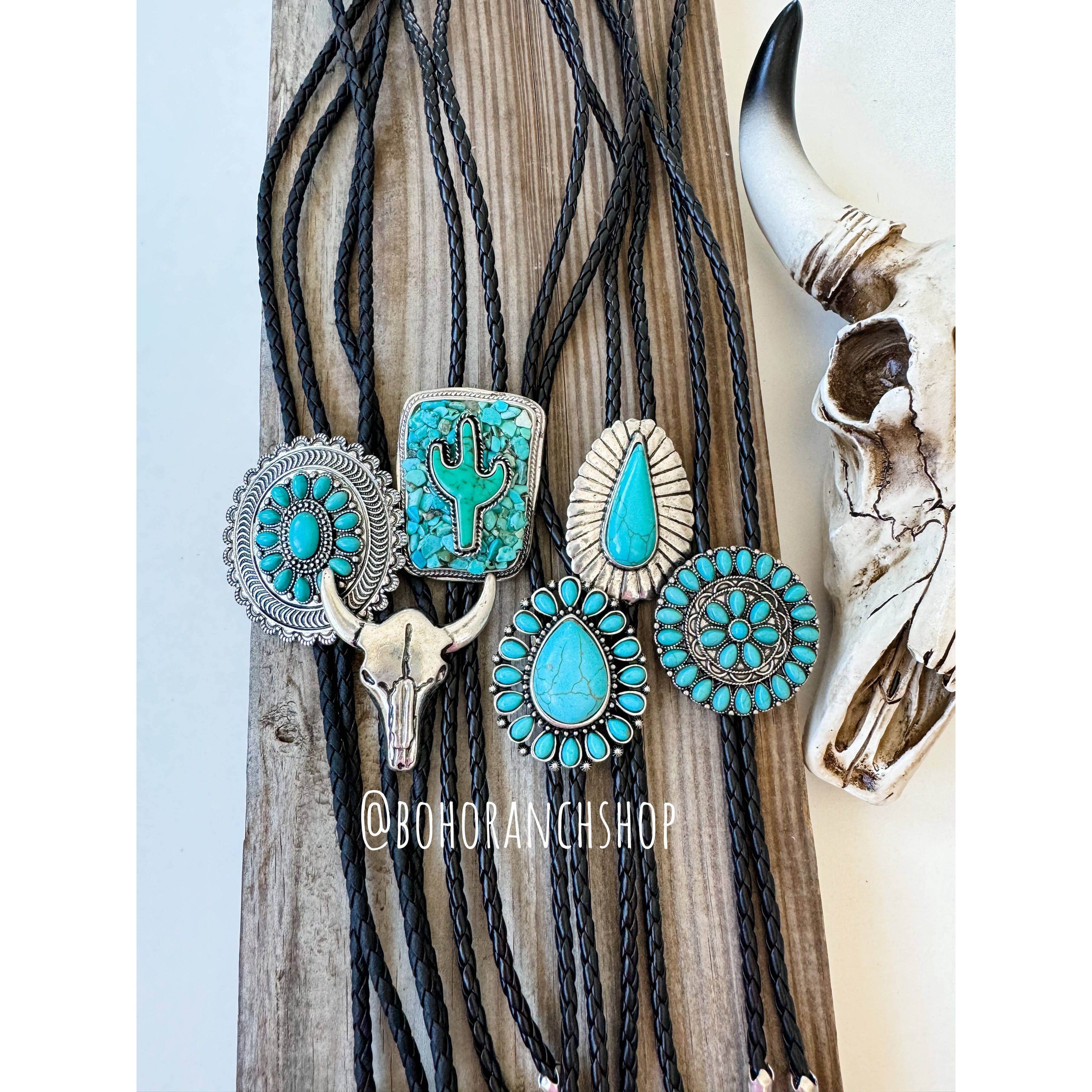 Western Bolo Tie Long Pendant Necklace