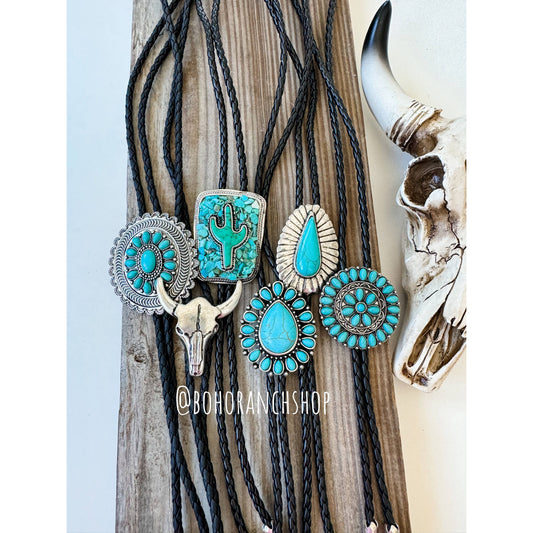 Western Bolo Tie Long Pendant Necklace