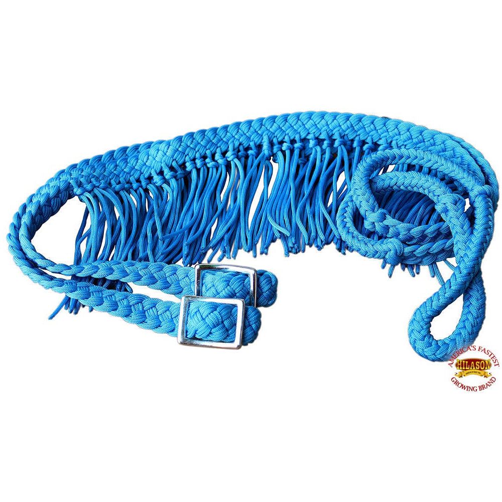 1" X 8Ft Hilason Braided Poly Barrel Horse Racing Reins Flat Grip Knots