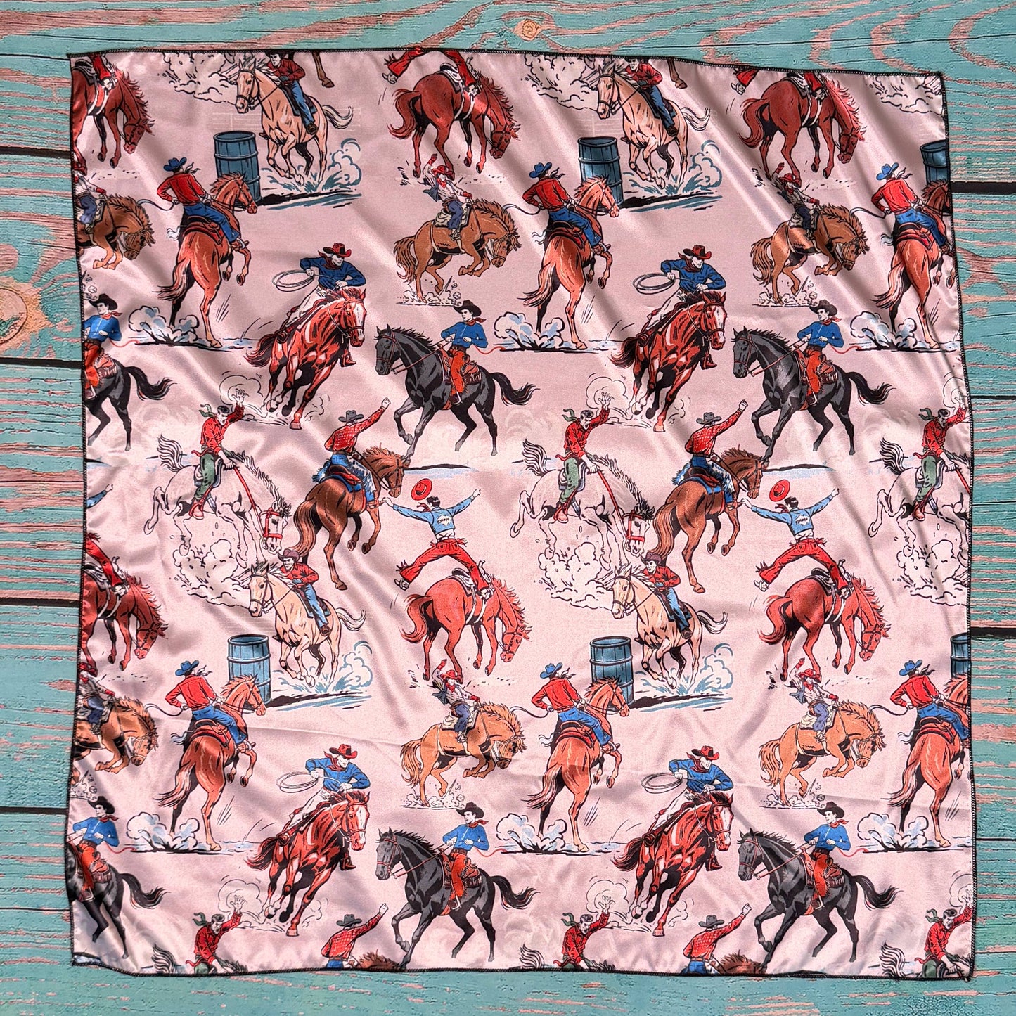 AVS-7052 WESTERN VINTAGE PRINT SILK WILD RAG 28X28