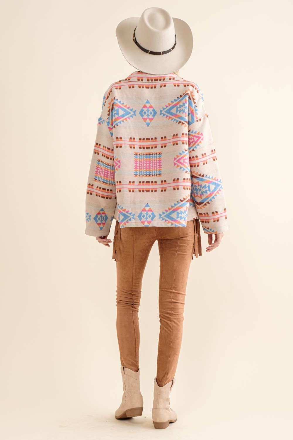 32621J - Aztec Jacquard Mock Neck Button Up Western Jacket