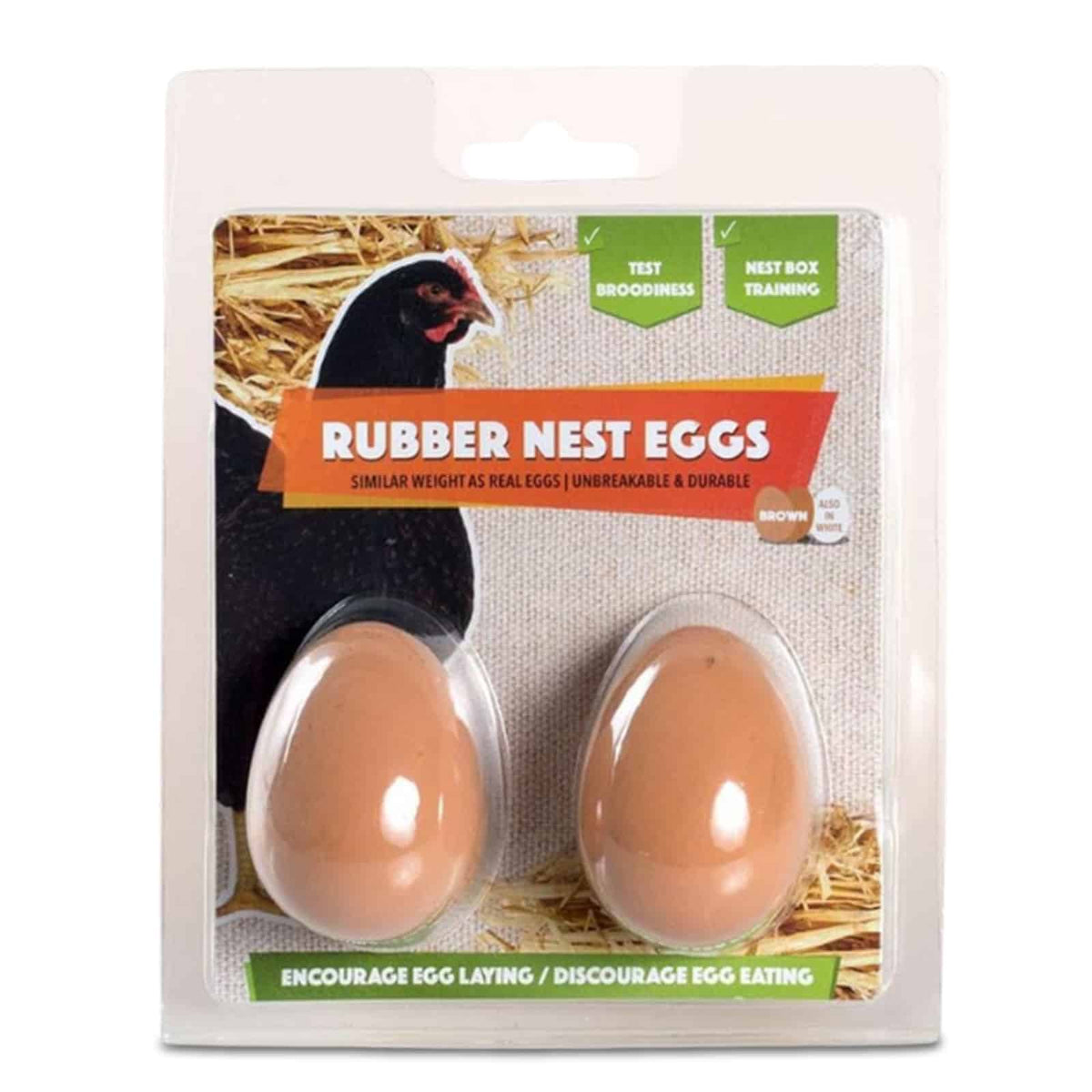 Brown Rubber Chicken Nest Eggs, Pair | Durable Nest Box Training Eggs