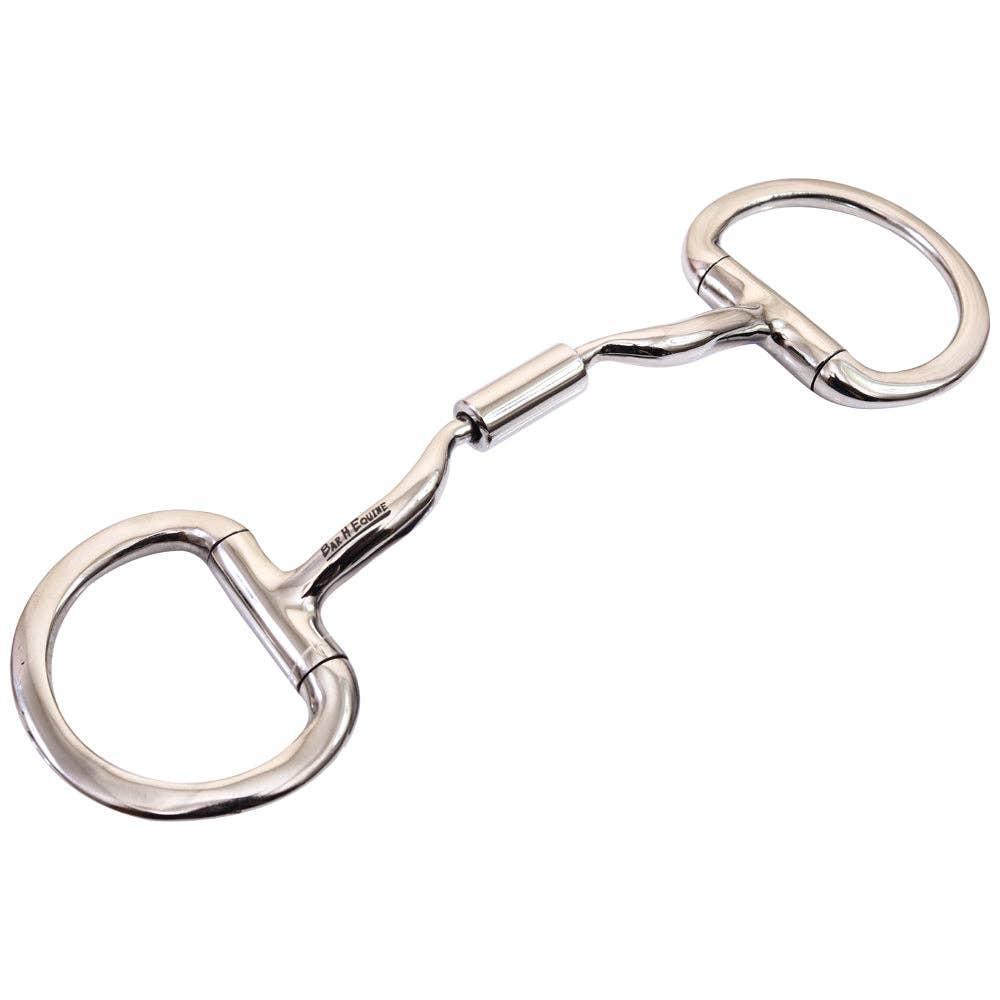 BarH Tack - Stainless Steel Medium Port D Ring W/ Roller Bit
