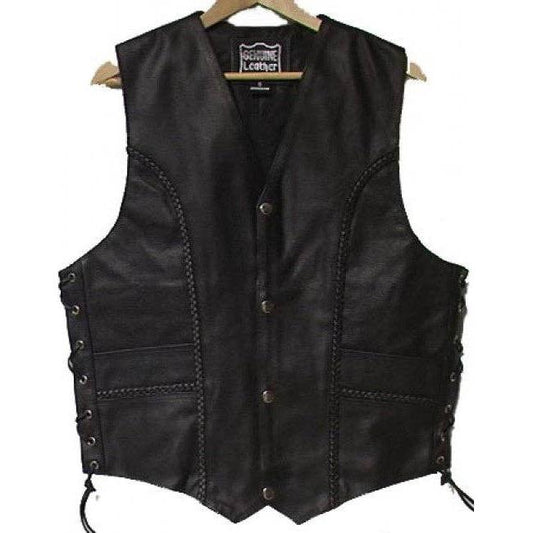 IGI CANADA - Genuine Cowhide Leather Biker's Vest Black # 9692