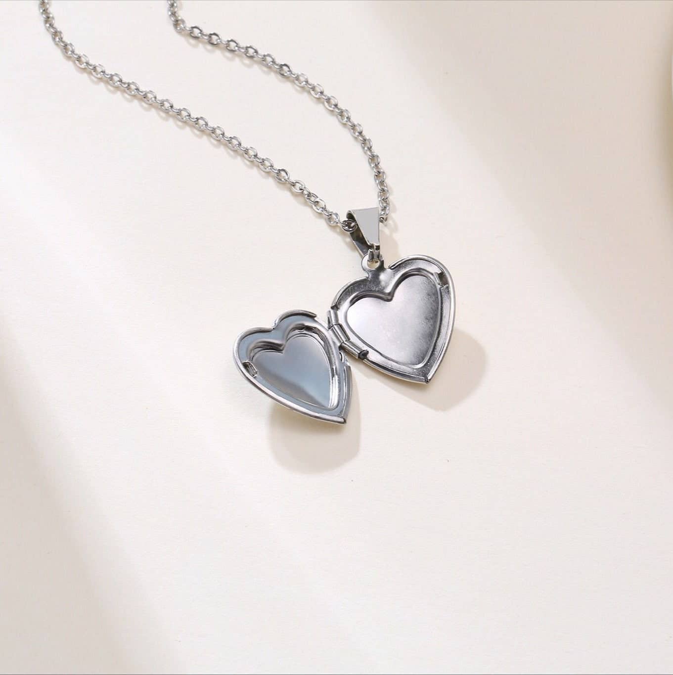 Gold Custom Heart Photo Locket Necklace in Stainless Steel
