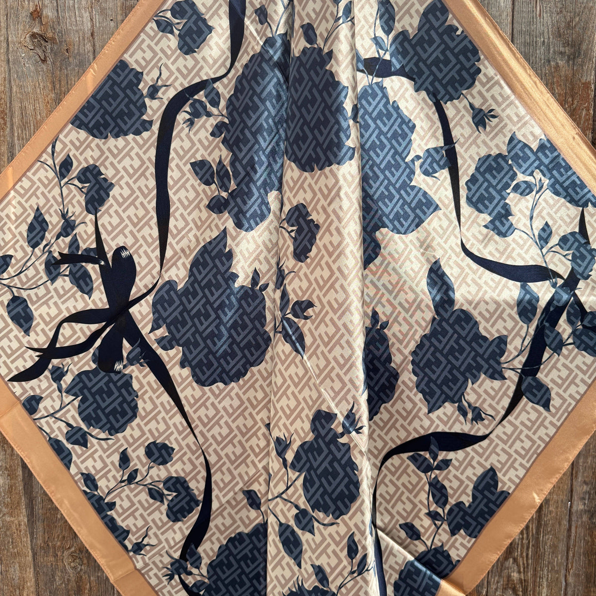 Navy and Cream Floral Wild Rag - Western Scarf