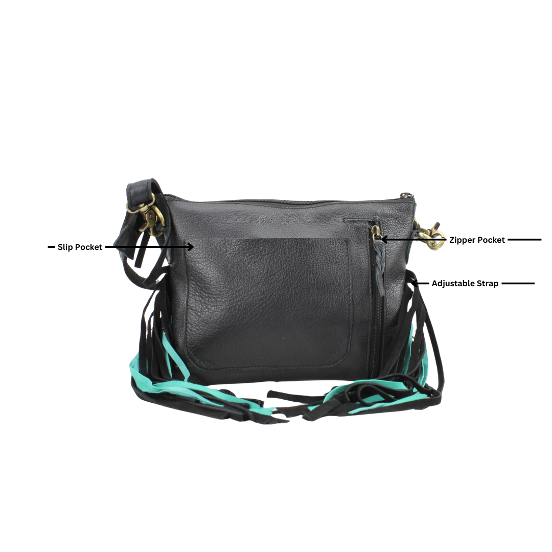 Fringe Concho Crossbody w/ Turquoise Accents # AB 2403