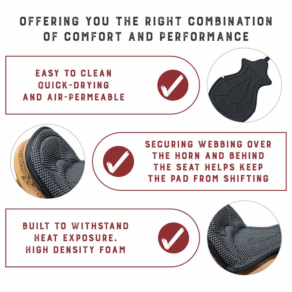 Hilason Anti Slip Cushion Grip Saddle Seat Cover With Black