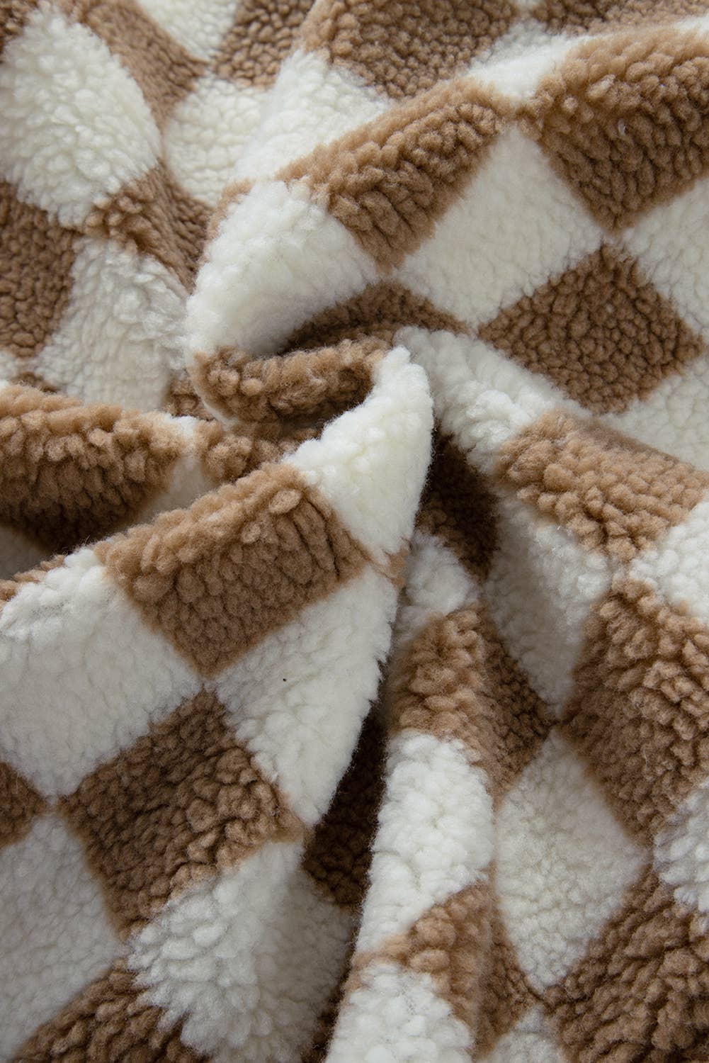 Checkered Collared Sherpa  Jacket Vest