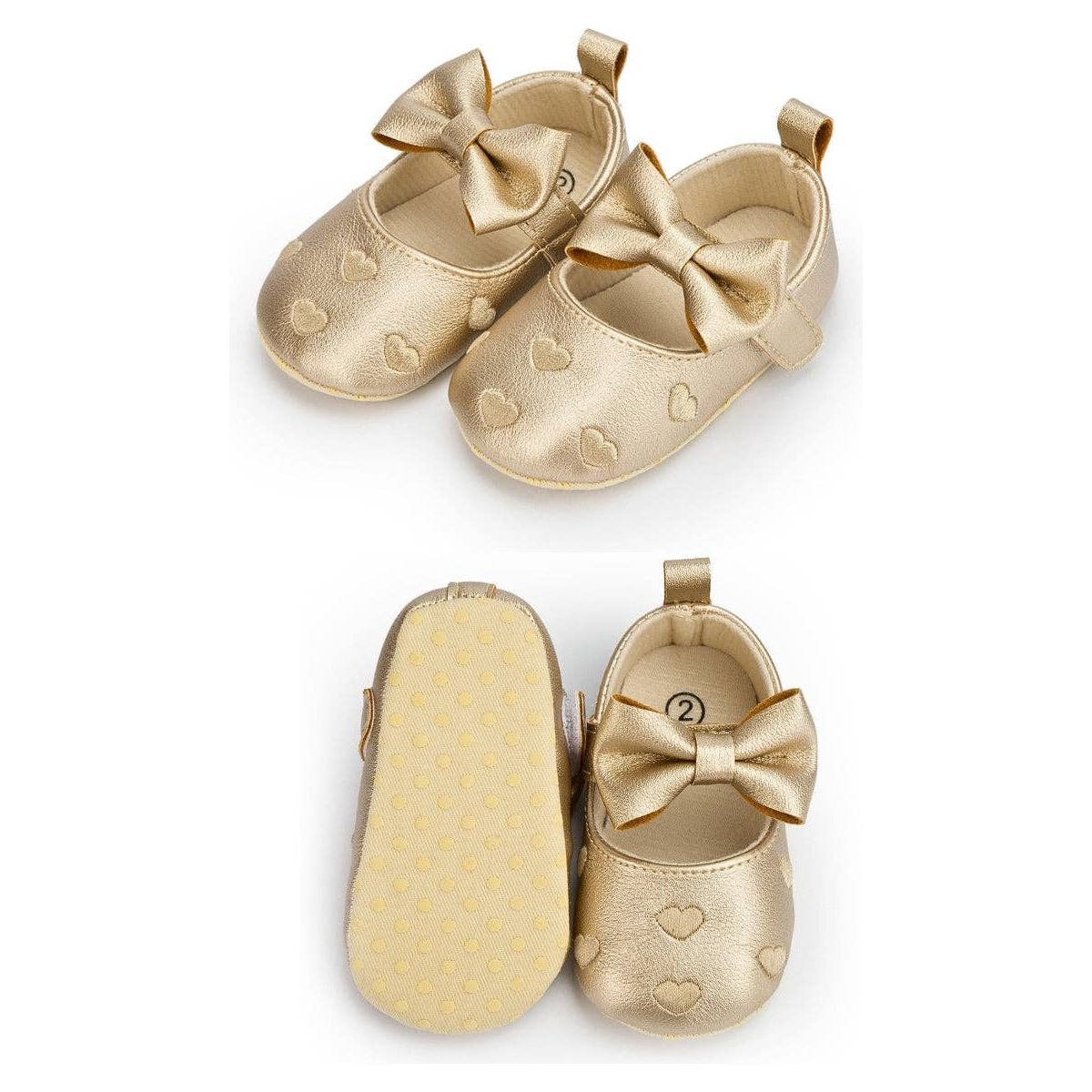 Metallic Gold infant shoes with velcro