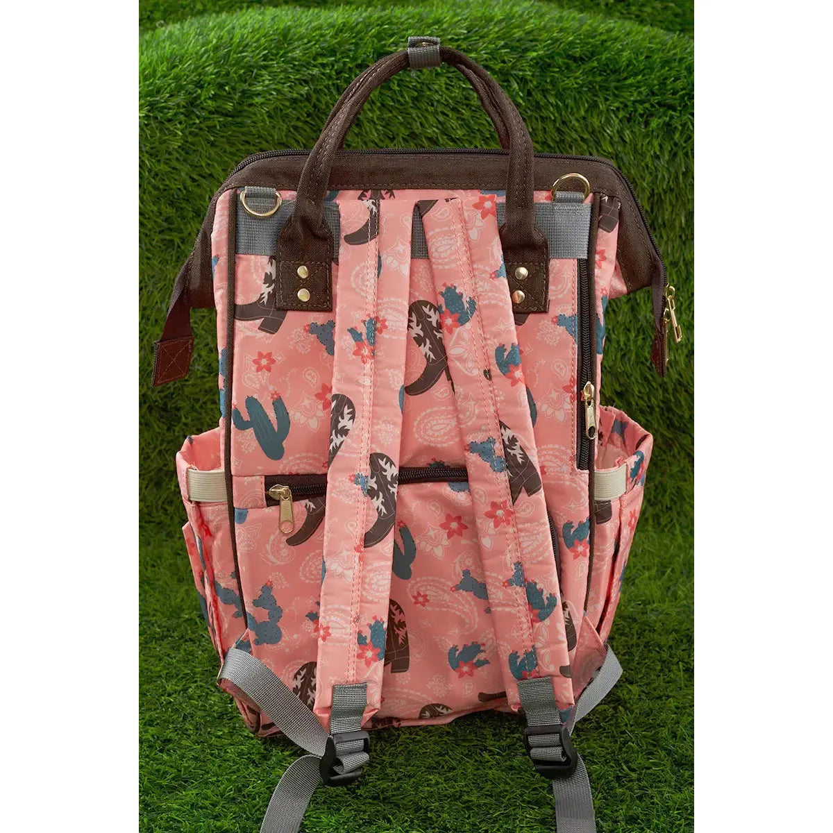Kids Charm Online - Western Boots & Cactus Printed Diaper Bag