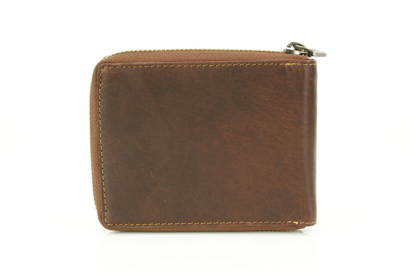 Oil Pull Up Leather RFID Zip Wallet with Center Flap 8036