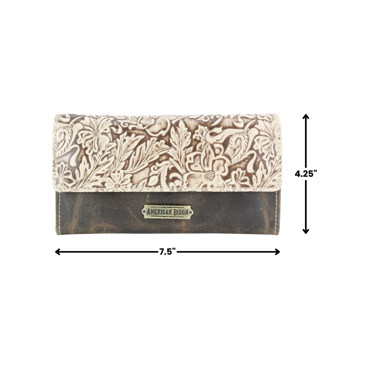 Women’s Brown Leather Leaf Clutch Wallet ABLW 18-2515
