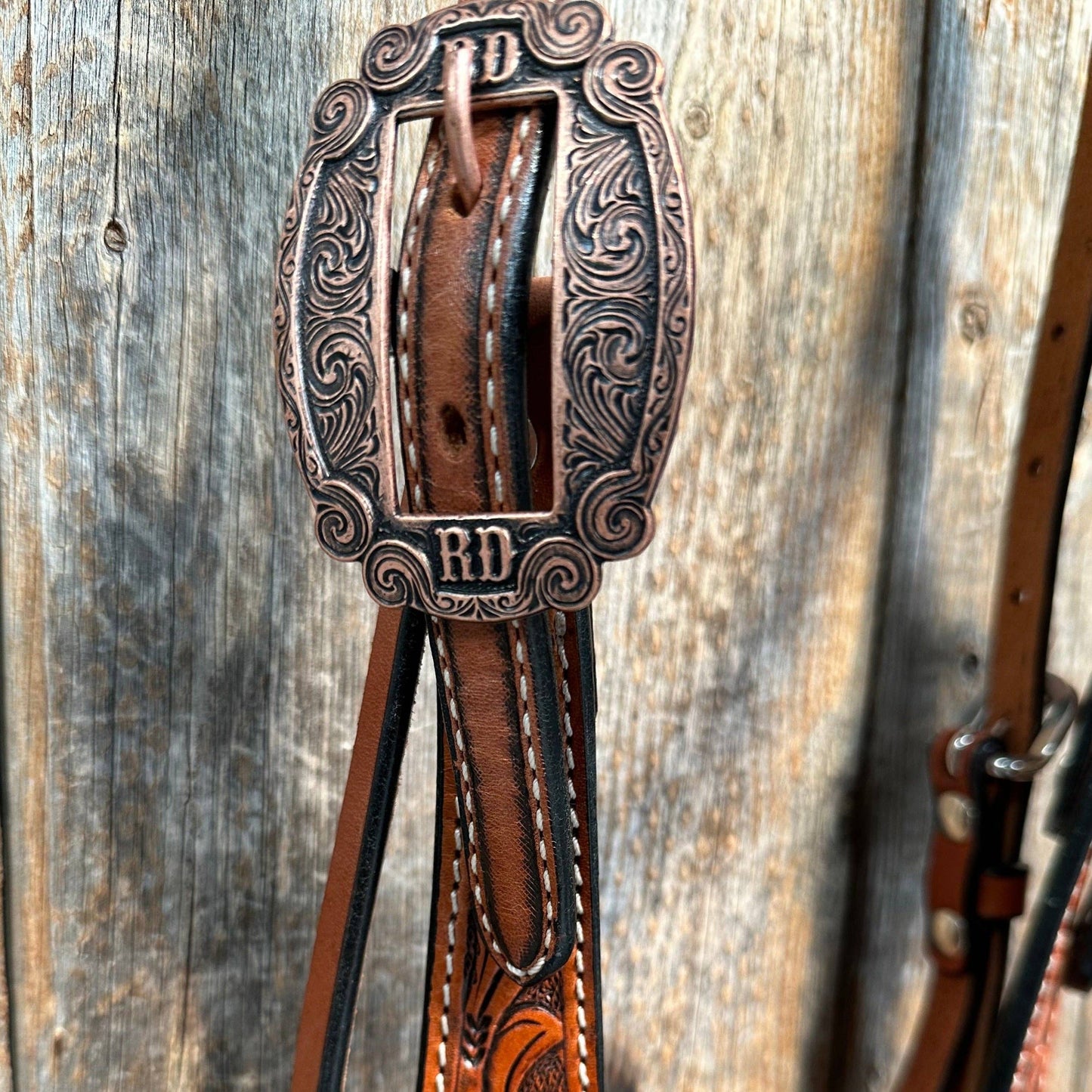 Honey Colored Floral Copper and Turquoise Tack Set #BBBC529