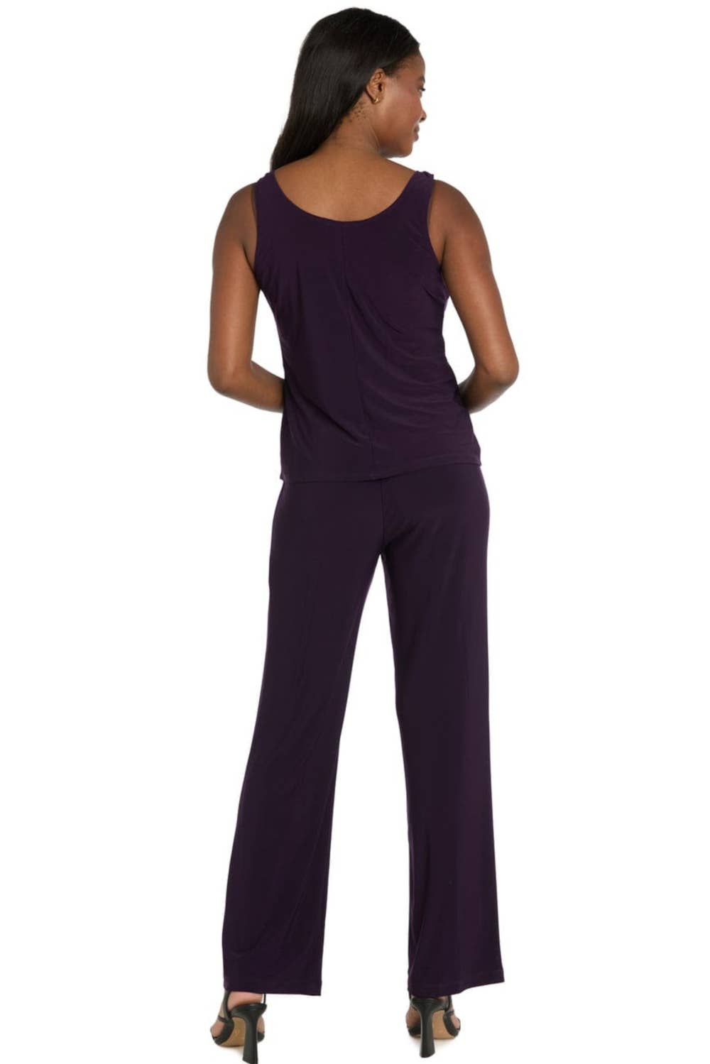 R&M Richards Sequin Floral 3-Piece Duster Pantsuit