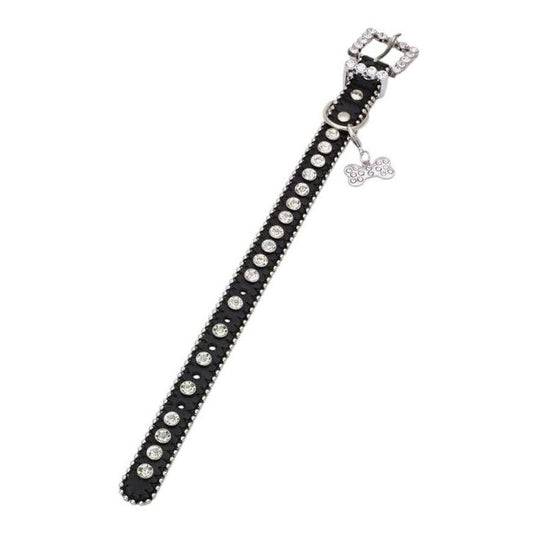 Crystal Dog Collar w/Silver Ball Edging by Rope & Spurs - 99-DC107