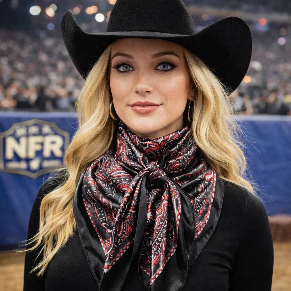 Black and Red Paisley Wild Rag - Western Scarf