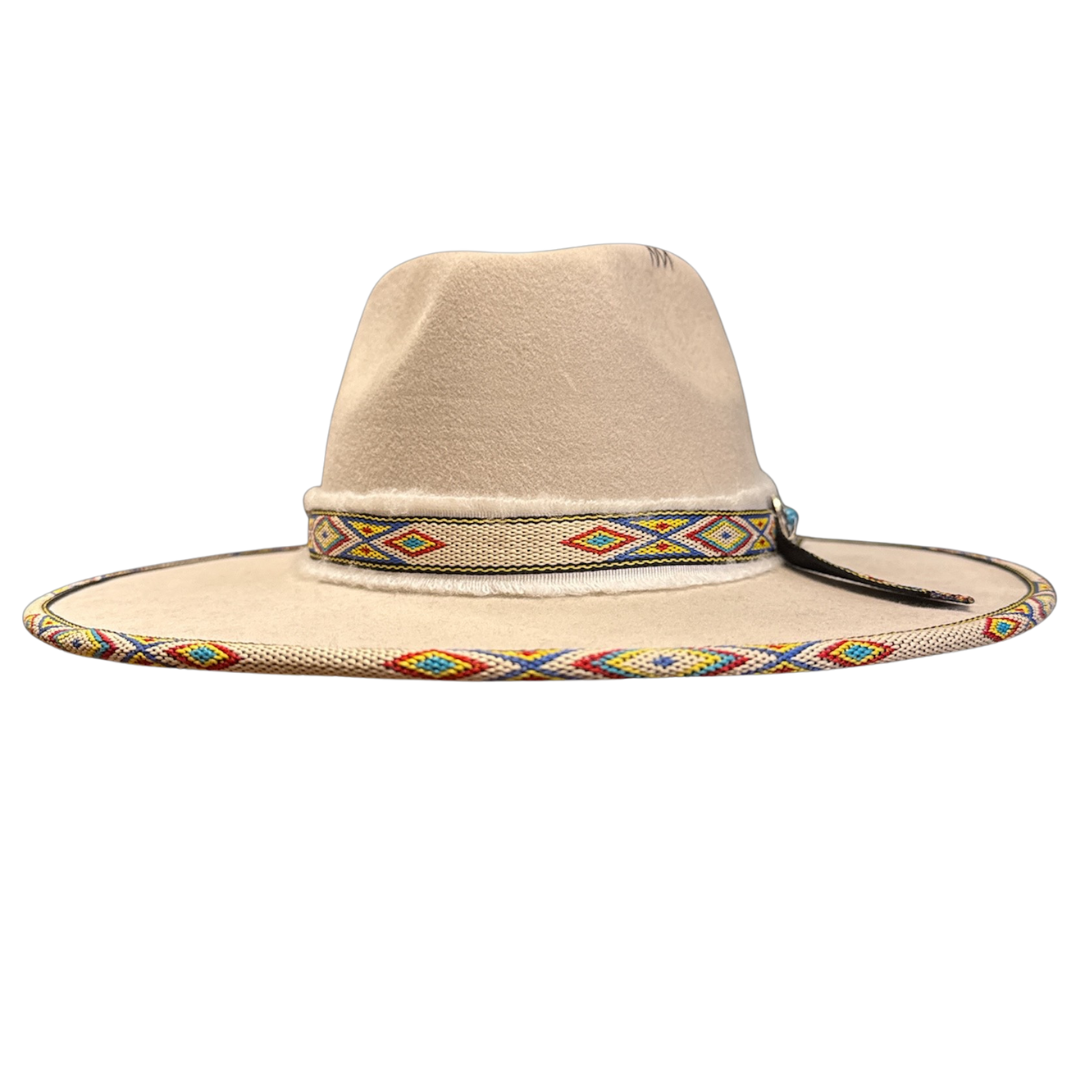 New 100% Wool Flat Brim Felt Fedora - Style Lakota
