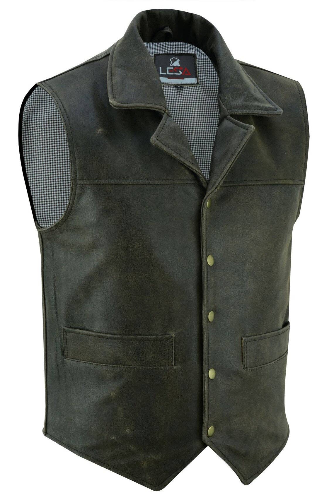 Distress Brown Men Leather  Vest