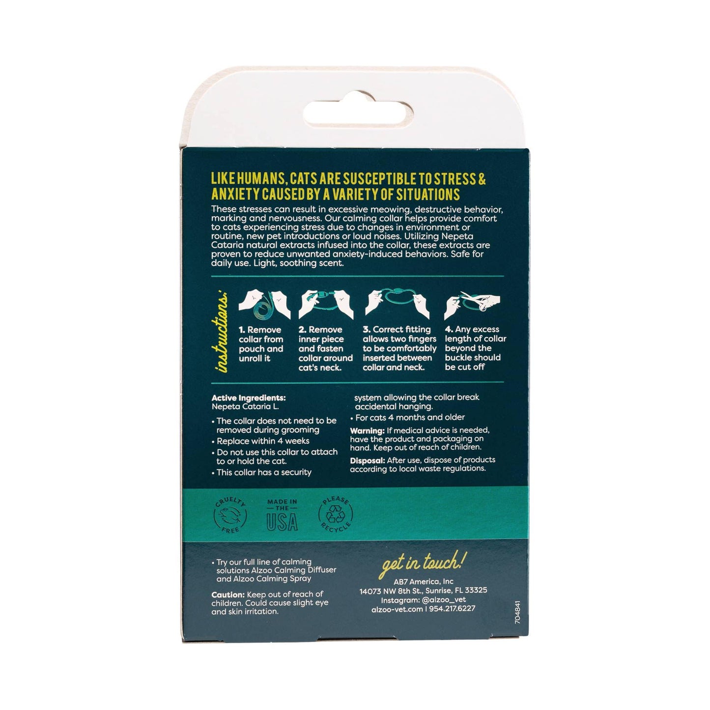 ALZOO - ALZOO Plant-Based Calming Collar for Cats, 30 Days
