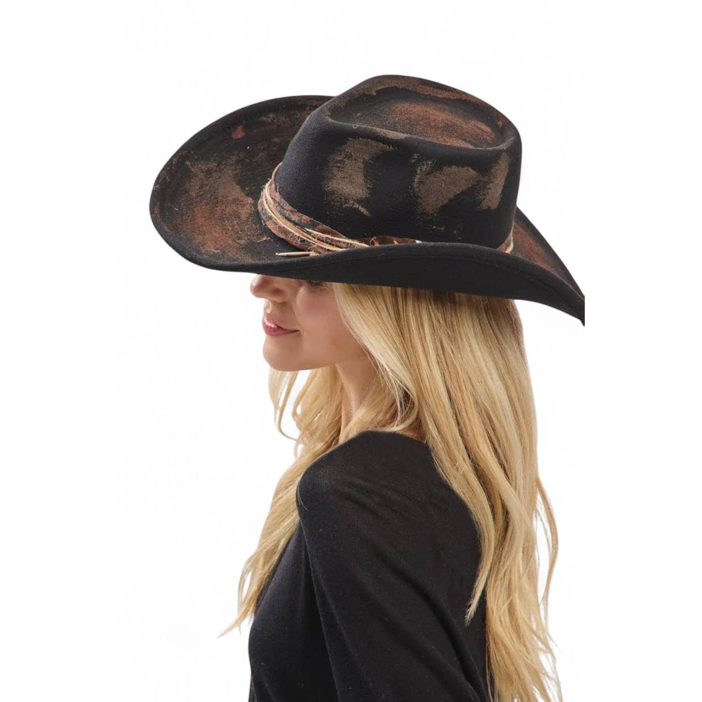 Distress Vintage Shapable Fedora Cowboy Hat MH0244