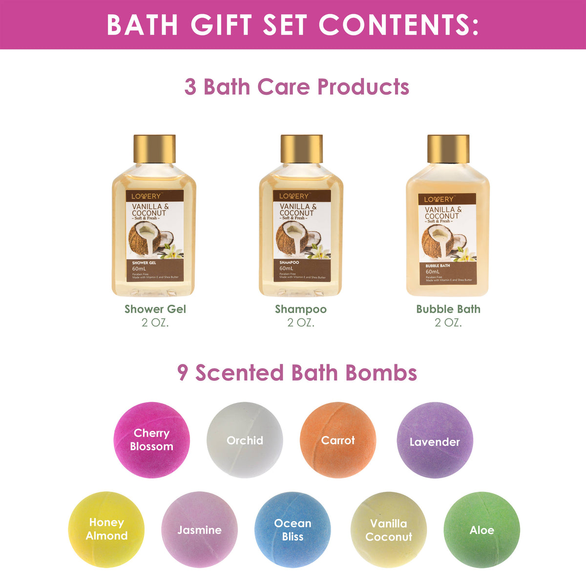 Bath Bombs Gift Set - Home Spa Set in Multiple Fragrances