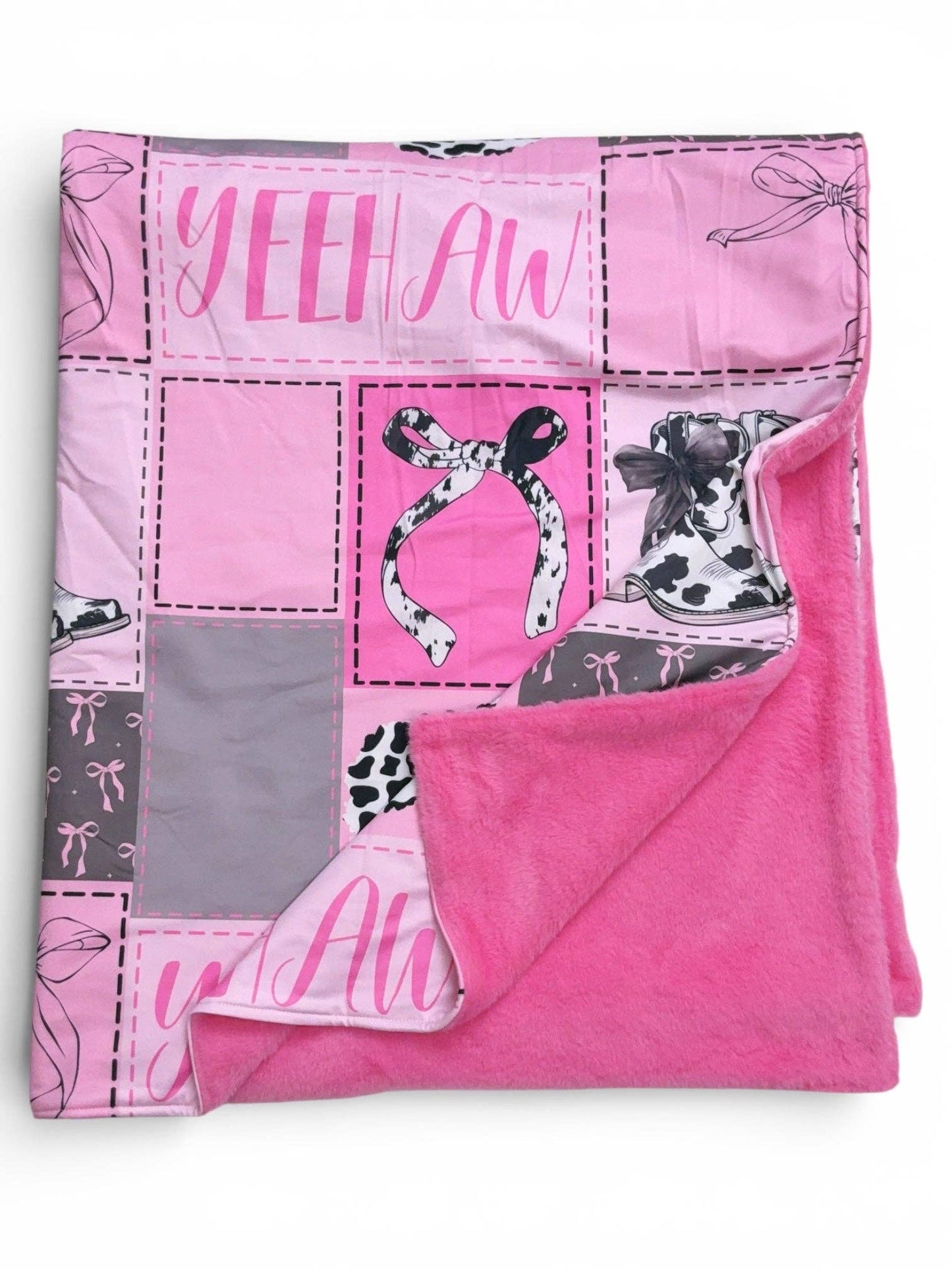50" x 60" Yeehaw, coquette /western printed throw blanket. BL111305