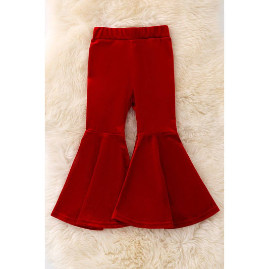 Faux velvety red bell bottoms.