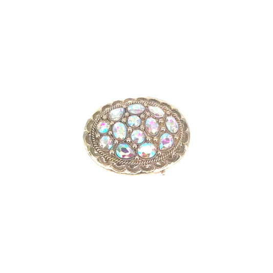 Snowing West - Western Crystal Oval Gold Plated Belt Buckle