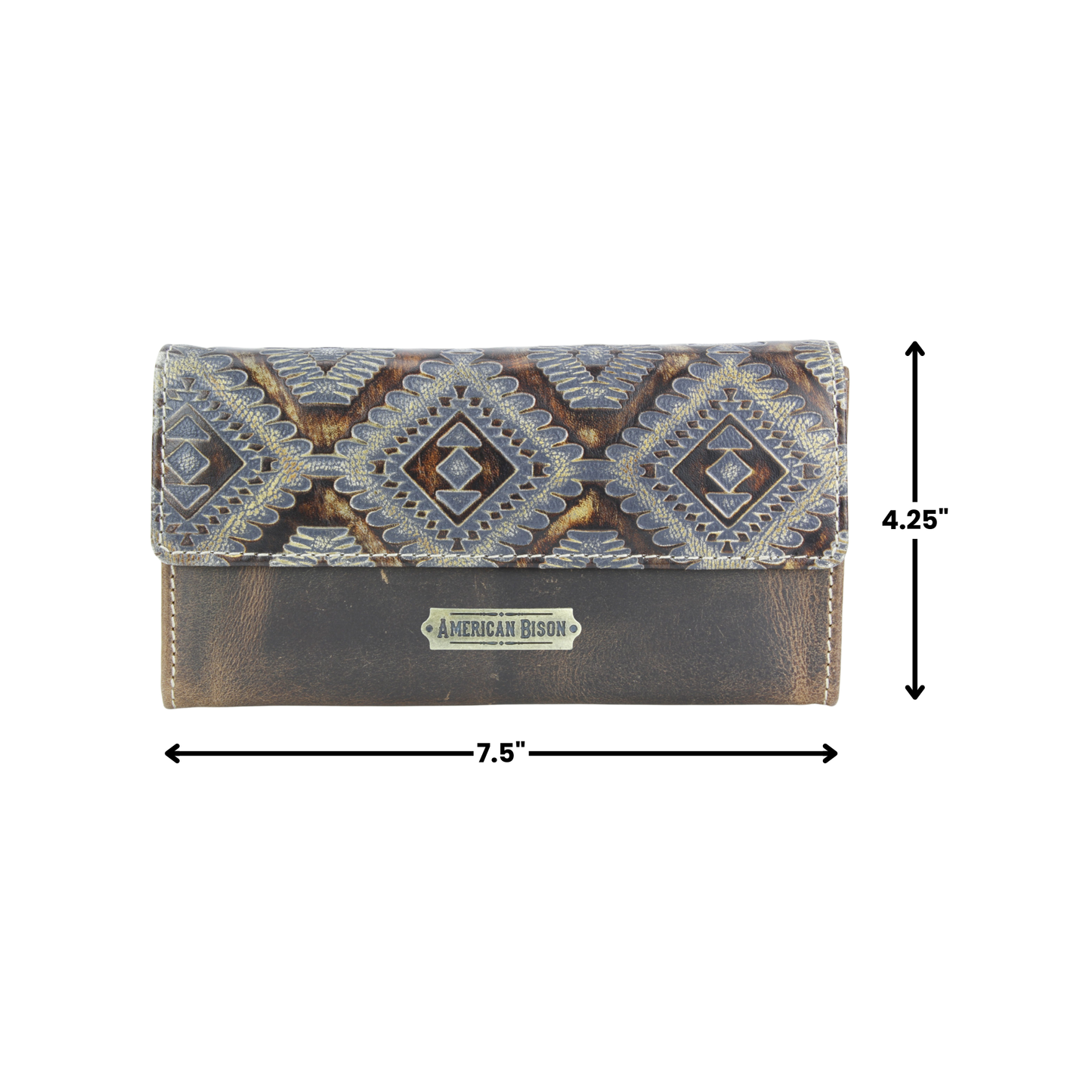 Brown Aztec Embossed Leather Clutch Wallet ABLW 18-2511