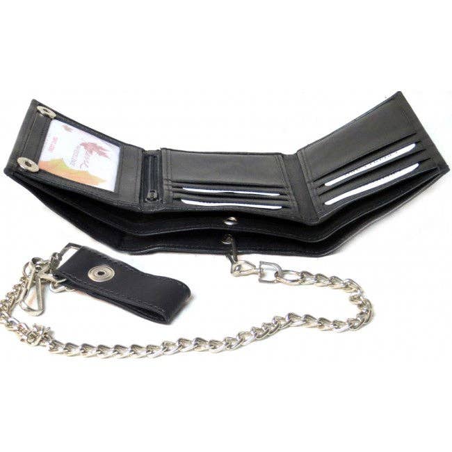 Genuine Leather Men's Tri-fold Biker/Truckers' Wallet #4675