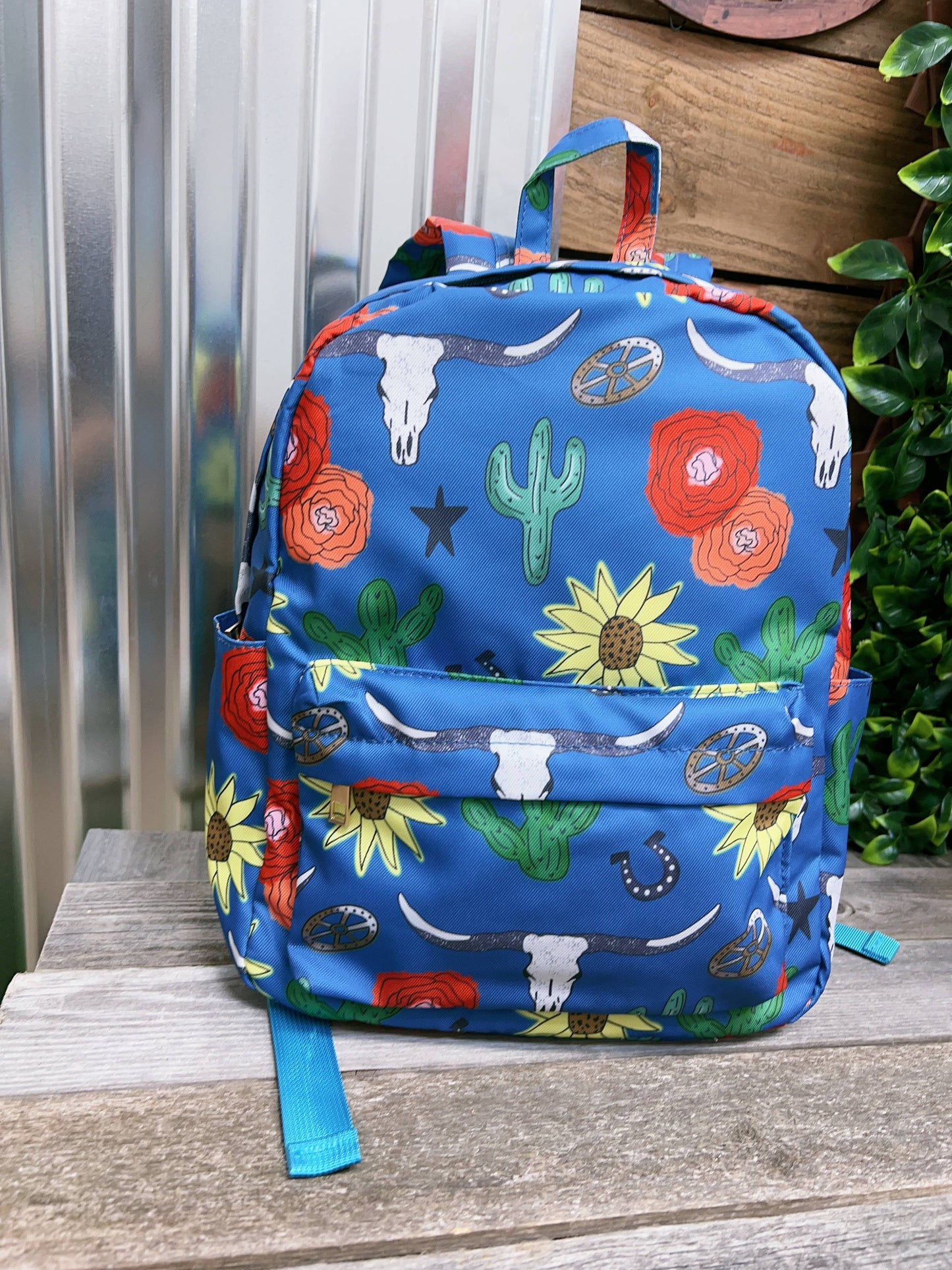 LONGHORN COW, CACTUS, SUNFLOWER PRINTED BACKPACK. BP-202323-