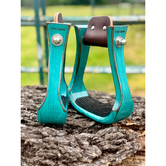 Wooden Stirrups- Turquoise Barrel Racing Style