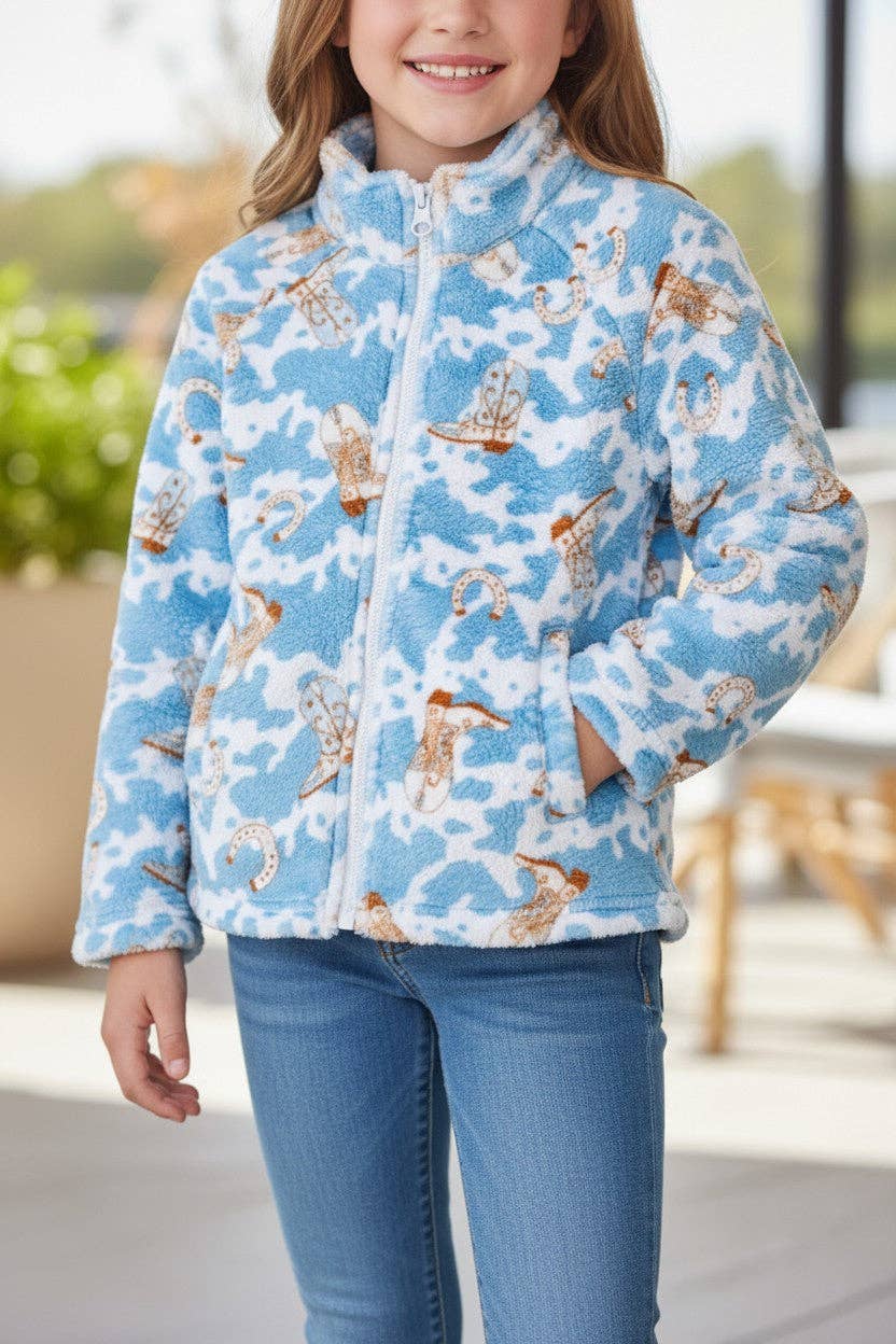 Soft Fleece Western Print Zipper Jacket TPG51036 SOL