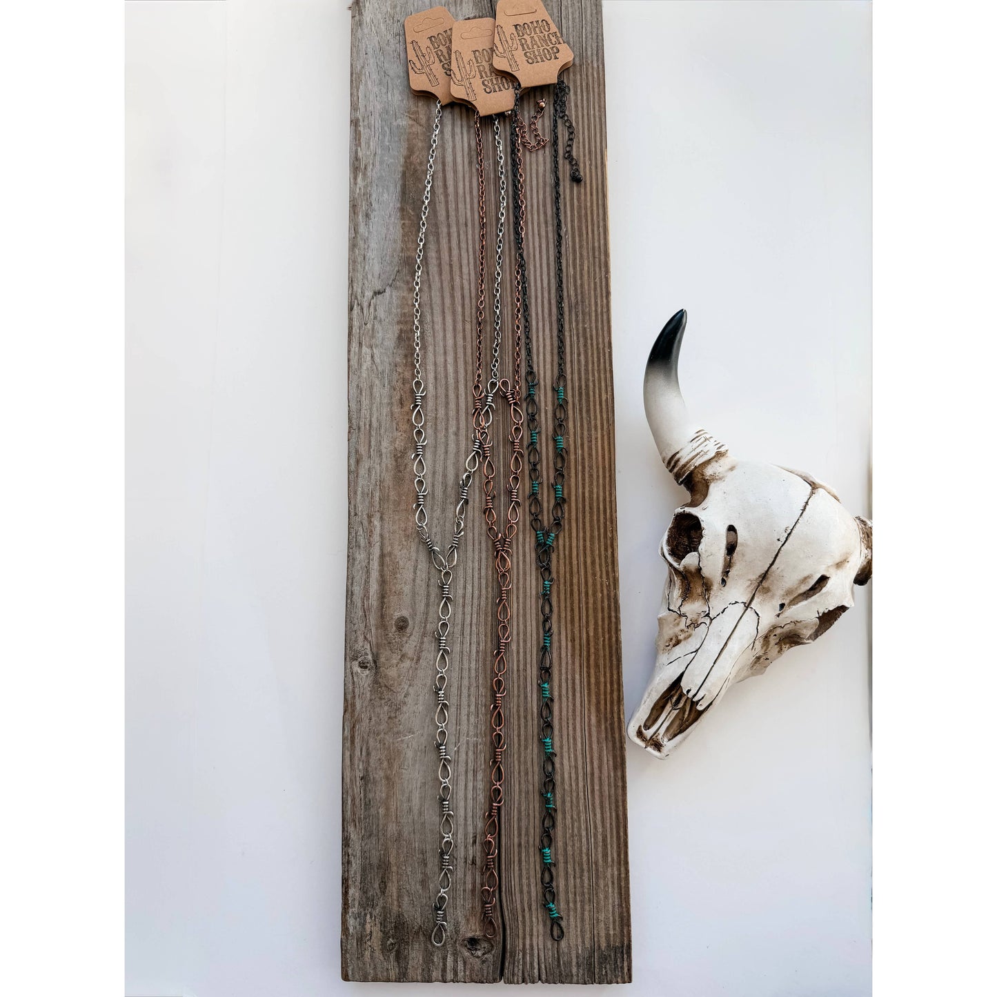 Barbed Wire Y Necklace  Western Pendant Necklace