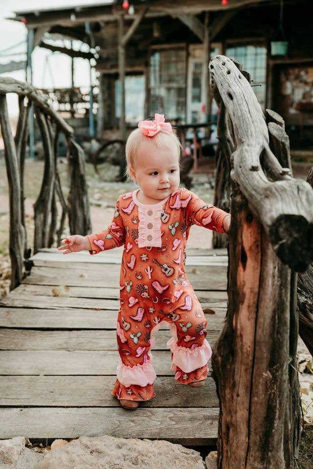 Guitar & Cowgirl LS Romper