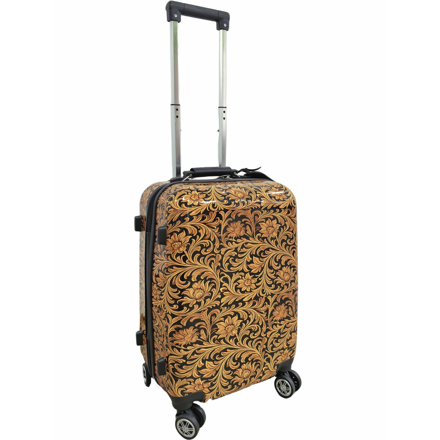 Floral tooling print luggage rolling suitcase 