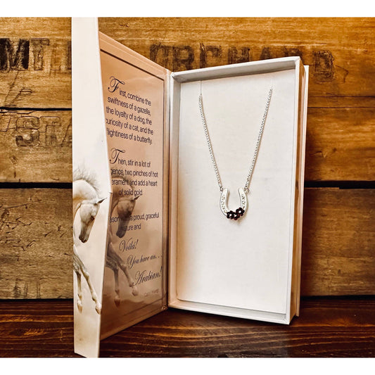 Horseshoe with Roses/Horse Lovers Necklace