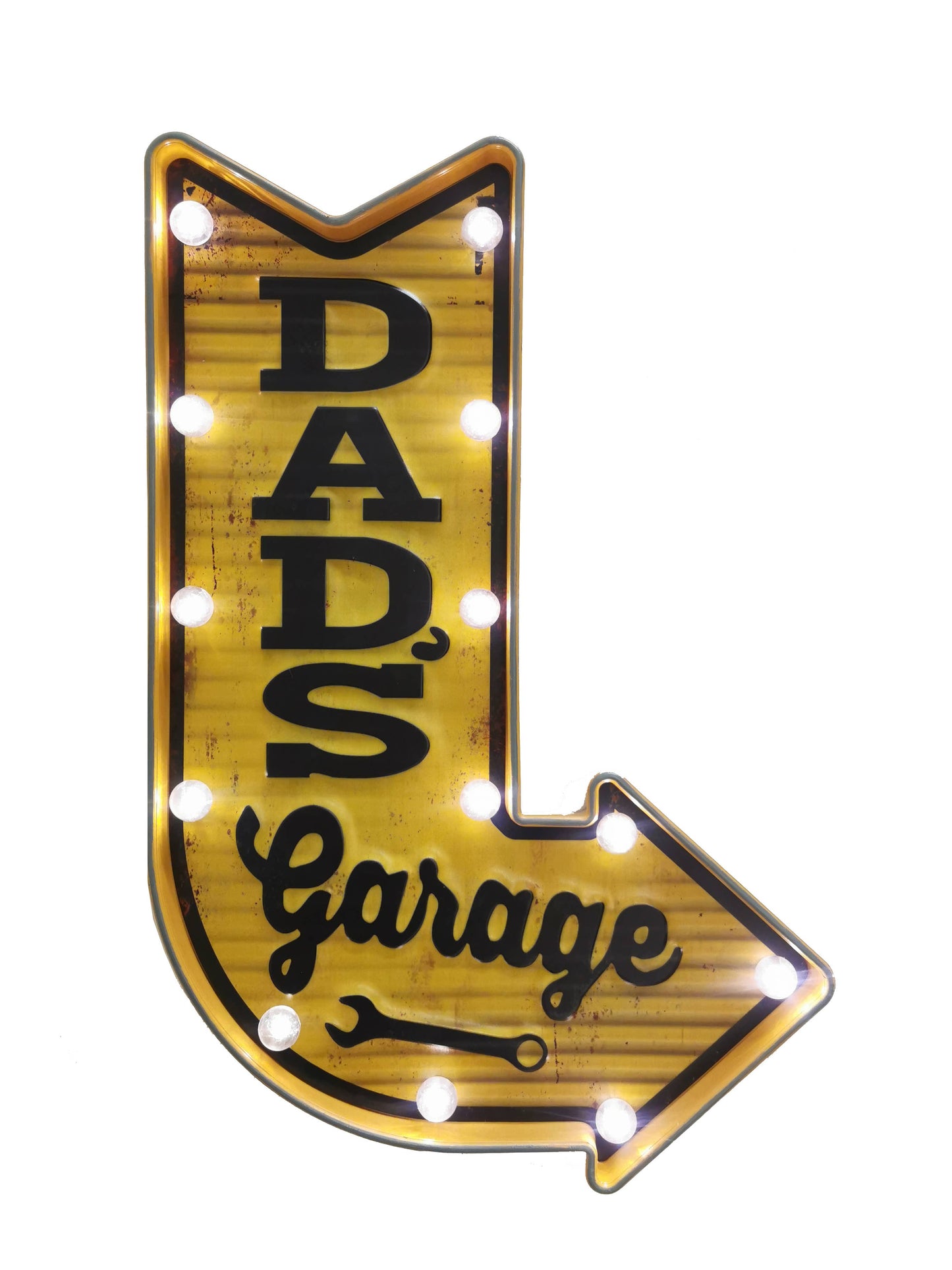 LED Lighted "Dad's Garage" Arrow Sign Wall Decor
