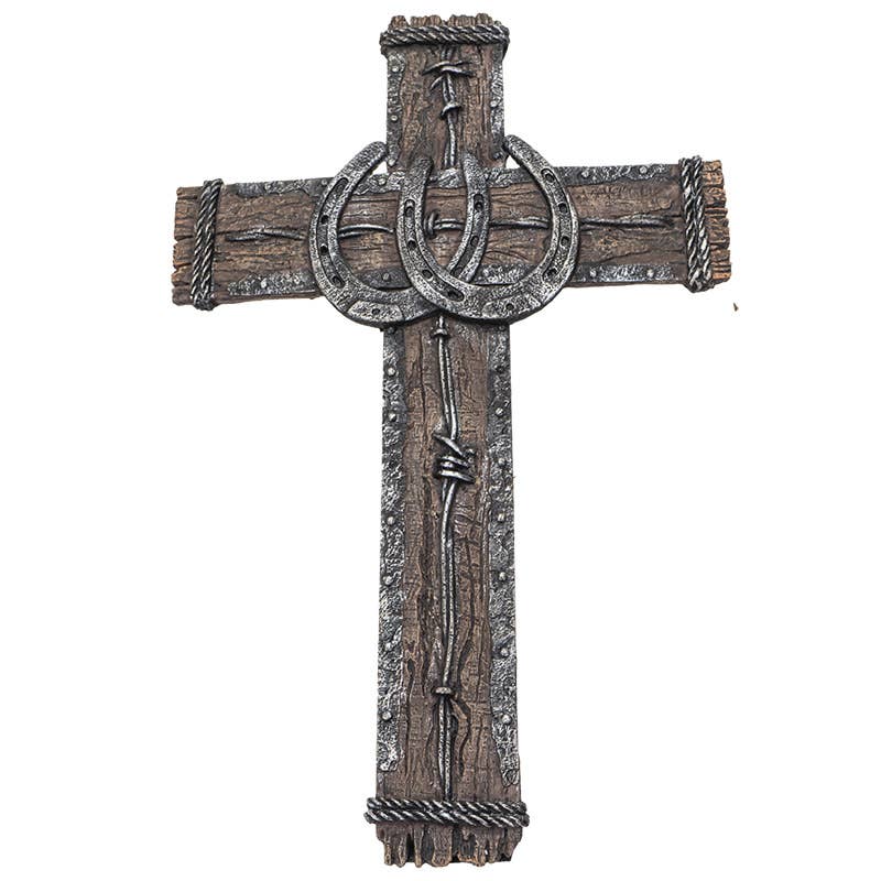 Western Crucifix with Horseshoe Wall Plaque