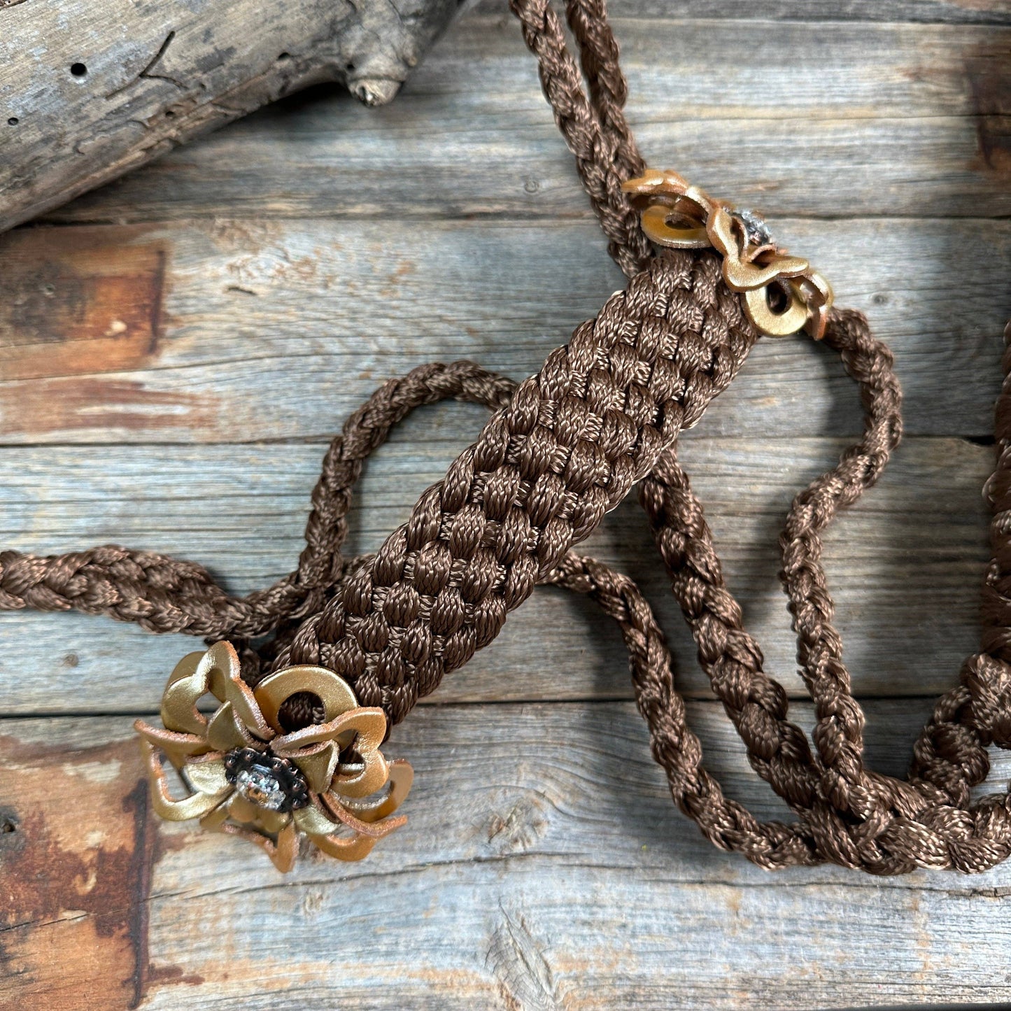 Brown and Gold Mule Tape Halter - #MT121