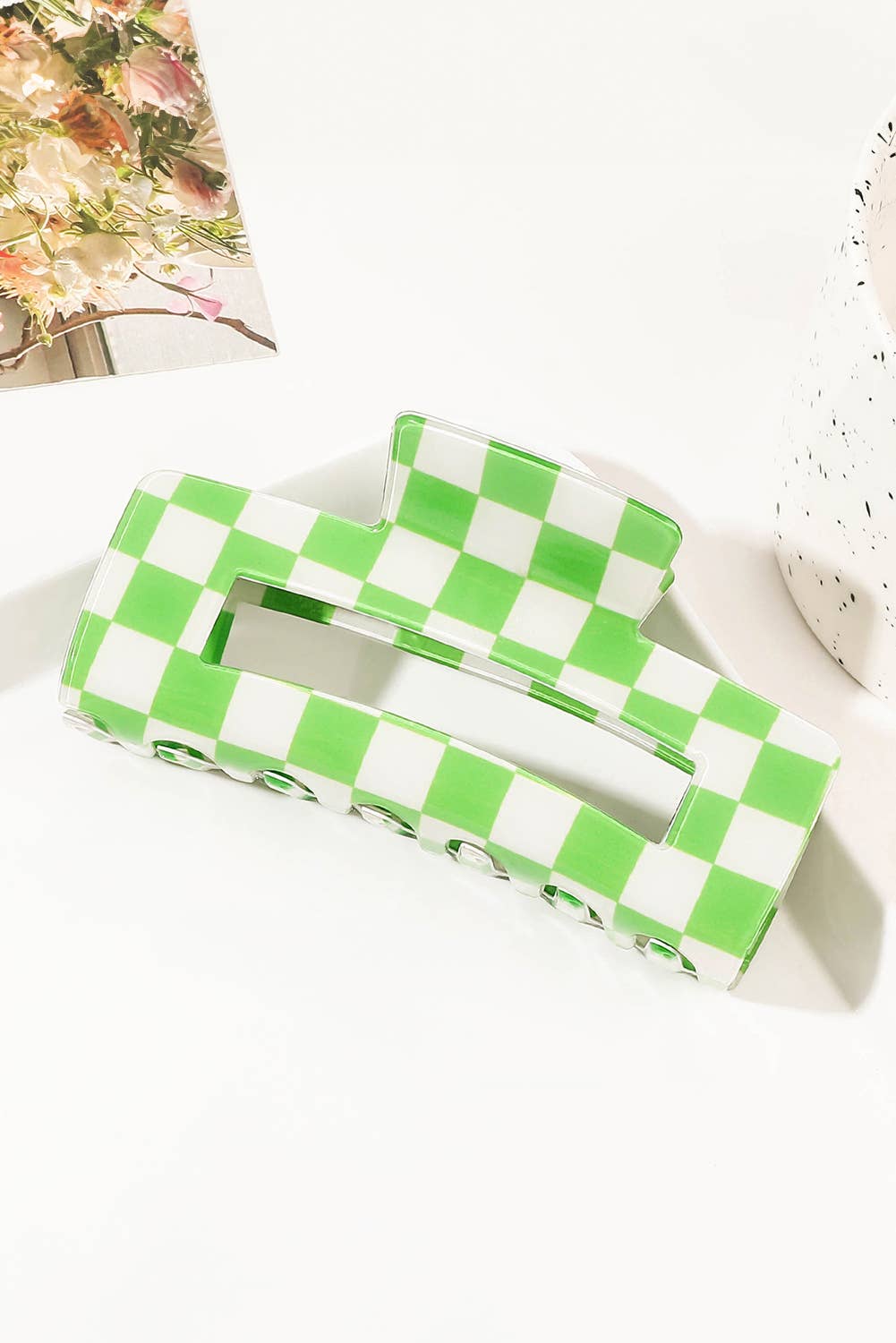 Checkered Print * Hollow Out Hair Clip