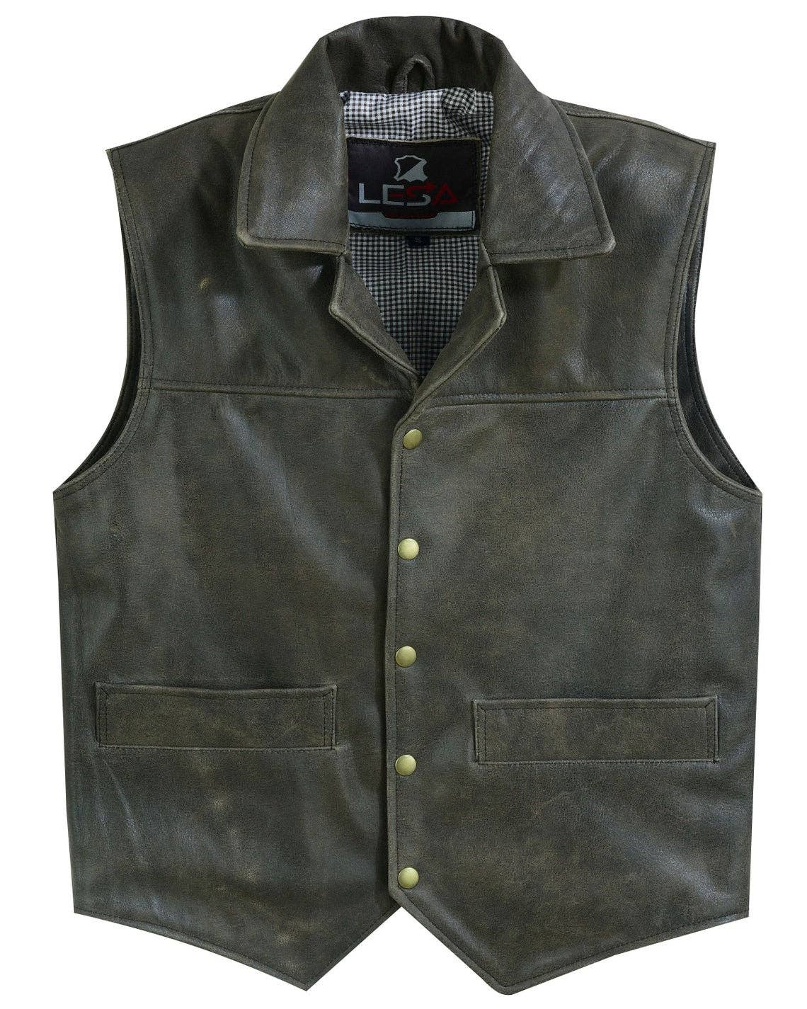 Distress Brown Men Leather  Vest