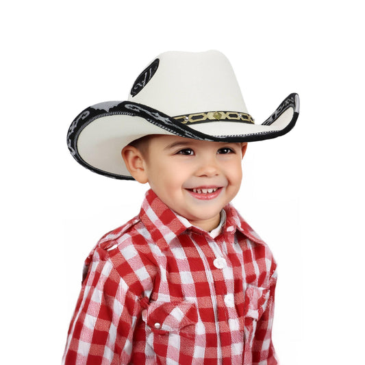 Cap Zone - Kids Rodeo Faux Suede Trim Cutter Cowboy Hat