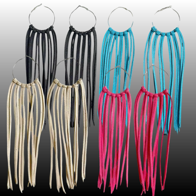 Western Suede Leather Hoop Earrings