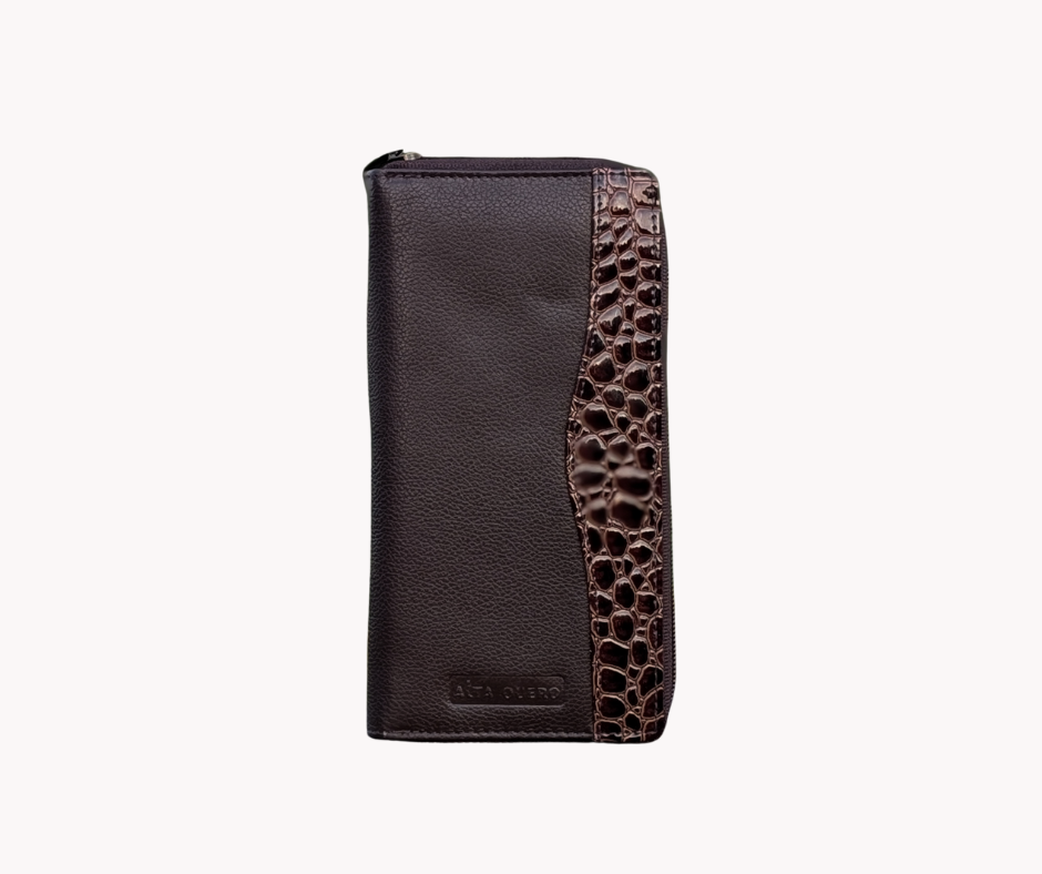 Genuine Leather Ladies Wallet RFID – Brown Croco 113