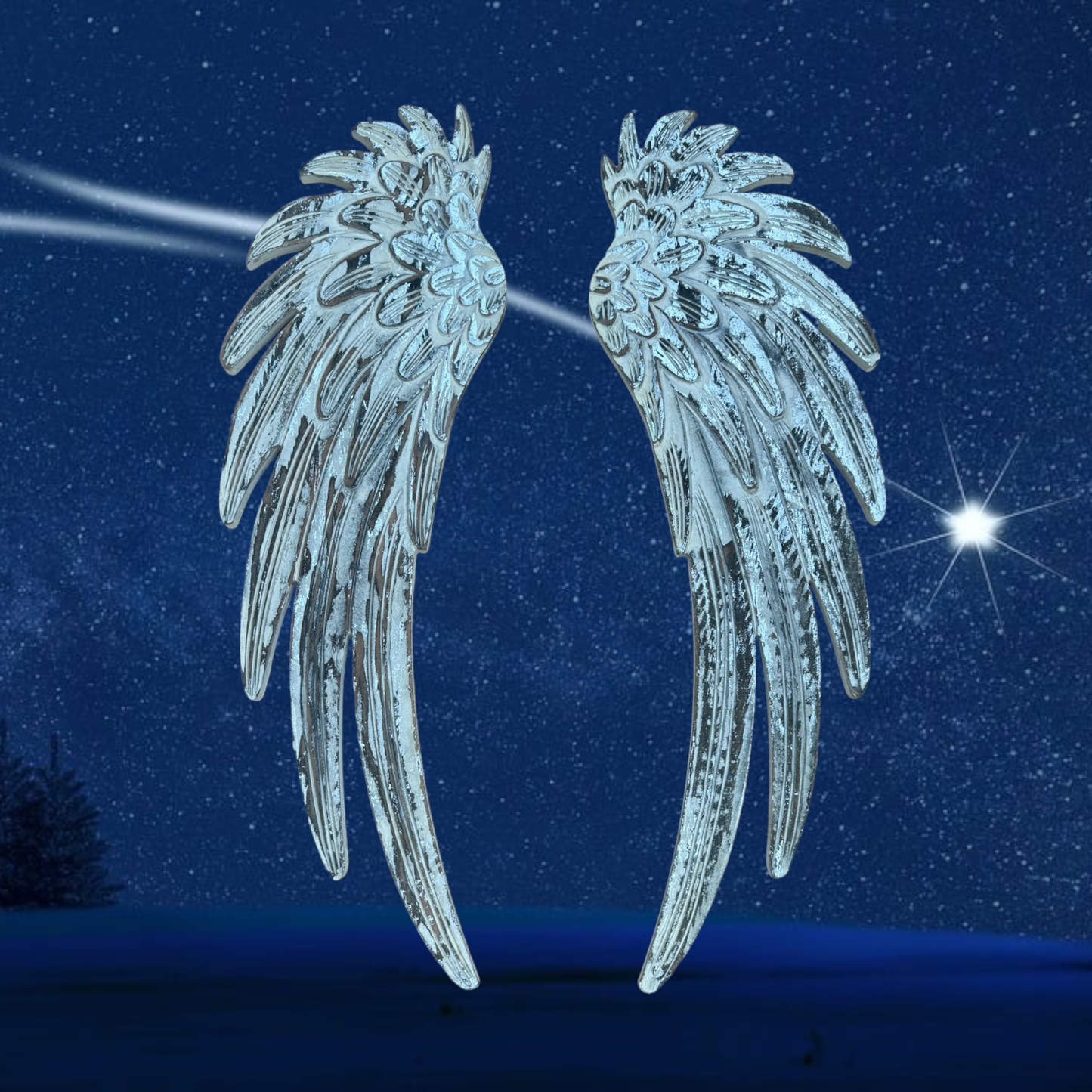 Raphael Angel Wings-Distressed White Carved Wood Wall Decor